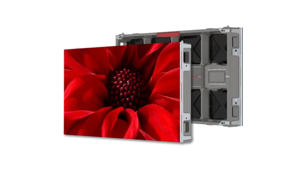 Planar Luminate Ultra W outdoor MicroLED cabinet displaying a flower